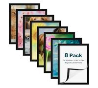 Qobobo Diamond Painting Marco de fotos 30 x 40 cm, marco de pintura de diamante negro, 8 paquetes de marcos magnéticos autoadhesivos para pintura de diamantes 5D, marco magnético para decoración de