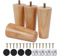 Qodiacl 4 Piezas Patas para Muebles Madera 8cm Patas de Roble para Mesa de Repuesto para Sofá, Cama,Sillón,Gabinete, Mesa de Centro, con Placa de Montaje y Almohadillas de Goma