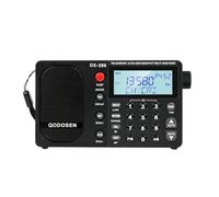 QODOSEN DX-286 Radio portátil de Onda Corta FM estéreo/Am/LW/SW Radio ultrasensible de Banda Completa con chipset TEF6686, Pantalla LCD, función de Alarma RDS y batería Recargable 18650 (Negro)