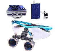 qodxcrfv Gafas Lupa con Luz LED 2.5X - Lupas Binoculares Quirúrgicas para Dentista, Cirugía, Distancia Trabajo 420mm, Estuche Aluminio