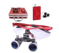 qodxcrfv Lupas Dentales con Luz LED 3.5X - Gafas Lupa Quirúrgicas Profesionales para Dentista, Lente Óptico 420mm, Estuche Aluminio Incluido