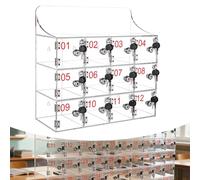 qodxcrfv Organizador Acrílico para Móviles con Cerradura y Llave, Taquilla Montada en Pared para Aula, Oficina o Gimnasio, Almacenamiento Seguro para Teléfonos y Objetos Personales - 12 Ranuras