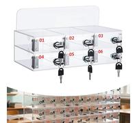 qodxcrfv Organizador Acrílico para Móviles con Cerradura y Llave, Taquilla Montada en Pared para Aula, Oficina o Gimnasio, Almacenamiento Seguro para Teléfonos y Objetos Personales - 6 Ranuras
