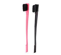 Qoekacy Combinación de peine cepillo de cerdas de control de borde doble cara paquete 2 piezas rosa y negro