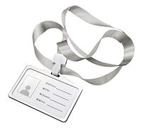 Qoekacy - Portatarjetas de identificación de aleación de aluminio de estilo horizontal con cuello de cordón para mujeres y titulares de tarjetas de trabajo