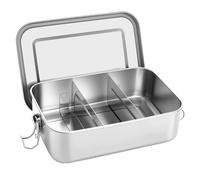 QOEOTUY Fiambrera de Acero Inoxidable:1400ML Bento Box con 2 Compartimentos Extraíbles Impermeables - Fiambrera Metálica Ecológica sin BPA Para Adultos Y NiñOs