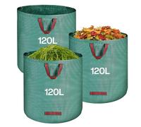 QOEOTUY Sacos de Jardín 3X 120L - Bolsas de Basura con Asas, Gran Capacidad, Plegables y Reutilizables - Bolsas de Jardinería para Recoger Plantas, Residuos y Hojas