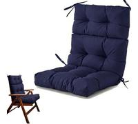 QOEUIUJ Cojín para Silla con Respaldo Alto 113x53x12 cm Impermeable Cojines de Exterior Grueso para Mecedora Asiento de Jardín Terraza con Lazos(Marina de Guerra)