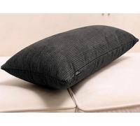 QOEUIUJ Funda De Cojín Rectangular De Pana Suave Transpirable Funda De Almohada Lumbar Larga con Cremallera Invisible para Sofá Cama Decoración Salón(Gris Oscuro,30x90cm)