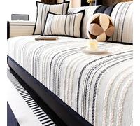 QOEUIUJ Funda de Sofá de Chenilla a Rayas, Protector de Sofá Antideslizante para Sofá en L y Rinconera, Cubre Sofá Suave para Perros y Mascotas, Manta Lavable para Sofá, Sillón(Gris,70x90cm)