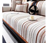 QOEUIUJ Funda de Sofá de Chenilla a Rayas, Protector de Sofá Antideslizante para Sofá en L y Rinconera, Cubre Sofá Suave para Perros y Mascotas, Manta Lavable para Sofá, Sillón(Naranja,70x90cm)