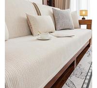 QOEUIUJ Funda De Sofá De Chenilla Suave Salvasofá Antideslizante Protector De Muebles Grueso Lavable Funda Sofá Chaise Longue para Perros Gatos Y Mascotas(Beige 2,110x110cm/43x43in)