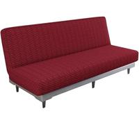 QOEUIUJ Funda Elástica for Sofá Cama Fundas for Sofa de Clic Clac 3 Plazas Cubresofá sin Brazos Protector de Muebles de Color Sólido for Sofá Plegable sin Reposabrazos(Rojo)