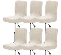 QOEUIUJ Funda Elástica Taburete de Bar con Respaldo Impermeable, Fundas de Silla de Jacquard con Base Elástica for Sille Giratoria de Altura Mostrador Pub, Isla de Cocina, Bar de Casa(Beige,Set of 6)