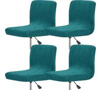 QOEUIUJ Funda Elástica Taburete de Bar con Respaldo Impermeable, Fundas de Silla de Jacquard con Base Elástica for Sille Giratoria de Altura Mostrador Pub, Isla de Cocina, Bar de Casa(Teal,Set of 4)