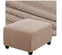 QOEUIUJ Funda Otomana Cuadrado 30-100cm Elástica Protectora de Reposapiés Cubierta Taburete de Jacquard Elástico con Fondo Elástico Lavable(Caqui,100x100cm)