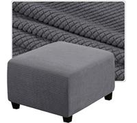 QOEUIUJ Funda Otomana Cuadrado 30-100cm Elástica Protectora de Reposapiés Cubierta Taburete de Jacquard Elástico con Fondo Elástico Lavable(Gris Oscuro,88x88cm)