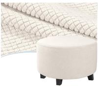 QOEUIUJ Fundas for Reposapiés Redondo 30 50 80 100cm, Funda Otomana Round de Terciopelo, Protectora de Taburete, Cubierta Puff de Almacenaje Lavable con Fondo Elástico(Ivory,Diameter 88cm)