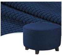 QOEUIUJ Fundas for Reposapiés Redondo 30 50 80 100cm, Funda Otomana Round de Terciopelo, Protectora de Taburete, Cubierta Puff de Almacenaje Lavable con Fondo Elástico(Azul Marino,Diameter 55cm)