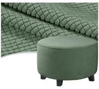 QOEUIUJ Fundas for Reposapiés Redondo 30 50 80 100cm, Funda Otomana Round de Terciopelo, Protectora de Taburete, Cubierta Puff de Almacenaje Lavable con Fondo Elástico(Verde Hierba,Diameter 50cm)