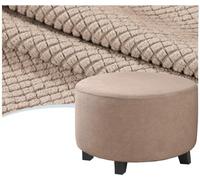 QOEUIUJ Fundas for Reposapiés Redondo 30 50 80 100cm, Funda Otomana Round de Terciopelo, Protectora de Taburete, Cubierta Puff de Almacenaje Lavable con Fondo Elástico(Caqui,Diameter 63cm)