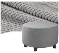 QOEUIUJ Fundas for Reposapiés Redondo 30 50 80 100cm, Funda Otomana Round de Terciopelo, Protectora de Taburete, Cubierta Puff de Almacenaje Lavable con Fondo Elástico(Gris,Diameter 35cm)