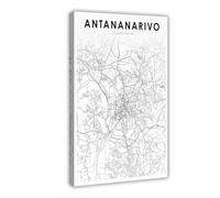 QOGDAF Antananarivo Madagascar - Póster de lienzo con mapa de Madagascar, decoración de dormitorio, paisaje, oficina, habitación, regalo, 40 x 60 cm
