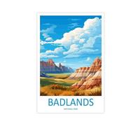 QOGDAF Badlands National Park - Póster de viaje en lienzo para decoración de pared, pinturas para sala de estar, dormitorio, 50 x 75 cm