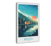 QOGDAF Bergen Travel Norway - Lienzo decorativo para dormitorio, oficina, habitación, regalo, 30 x 45 cm