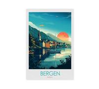 QOGDAF Bergen Travel Norway - Lienzo decorativo para dormitorio, oficina, habitación, regalo, 60 x 90 cm