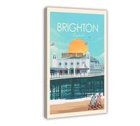 QOGDAF Brighton Travel England UK - Póster de lienzo para decoración de dormitorio, oficina, habitación, regalo, 40 x 60 cm