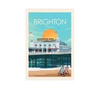 QOGDAF Brighton Travel England UK - Póster de lienzo para decoración de dormitorio, oficina, habitación, regalo, 60 x 90 cm