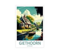 QOGDAF Giethoorn Travel Netherlands - Póster de lienzo para decoración de dormitorio, oficina, habitación, regalo, 40 x 60 cm