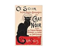 QOGDAF Le Chat Noir Paris - Póster de lienzo vintage para decoración de pared, pinturas para sala de estar, dormitorio, 40 x 60 cm