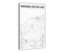 QOGDAF Lienzo decorativo con mapa de Ontario de Niagara on the Lake Area Ontario para decoración de pared, pinturas para sala de estar, dormitorio, 24 x 36 pulgadas (60 x 90 cm)