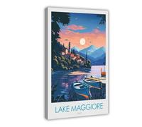 QOGDAF Lienzo decorativo para pared, diseño del lago Maggiore Italia, 50 x 75 cm