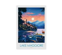 QOGDAF Lienzo decorativo para pared, diseño del lago Maggiore Italia, 50 x 75 cm
