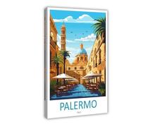 QOGDAF Palermo Travel Italy - Póster de lienzo para decoración de dormitorio, oficina, habitación, regalo, 40 x 60 cm