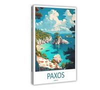 QOGDAF Paxos Travel Greece - Póster de lienzo para decoración de dormitorio, oficina, habitación, regalo, 60 x 90 cm