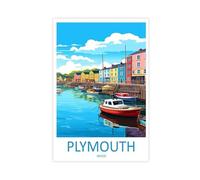 QOGDAF Plymouth Travel England - Póster de lienzo para decoración de dormitorio, oficina, habitación, regalo, 50 x 75 cm