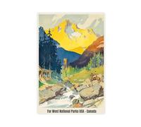QOGDAF Póster de lienzo de Parques Nacionales del Far West de Estados Unidos y Canadá, decoración de dormitorio, paisaje, oficina, habitación, regalo, 24 x 36 pulgadas (60 x 90 cm)