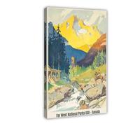 QOGDAF Póster de lienzo de Parques Nacionales del Far West de Estados Unidos y Canadá, decoración de dormitorio, paisaje, oficina, habitación, regalo, 50 x 75 cm