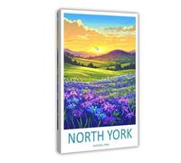 QOGDAF Póster de lienzo de viaje del Parque Nacional de North York Moors, para decoración de dormitorio, oficina, habitación, regalo, 50 x 75 cm