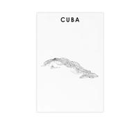 QOGDAF Póster de mapa de Cuba en lienzo para decoración de pared, pinturas para sala de estar, dormitorio, 40 x 60 cm