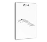 QOGDAF Póster de mapa de Cuba en lienzo para decoración de pared, pinturas para sala de estar, dormitorio, 50 x 75 cm