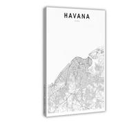QOGDAF Póster de mapa de La Habana Cuba para decoración de pared, cuadros para sala de estar, dormitorio, 20 x 30 cm