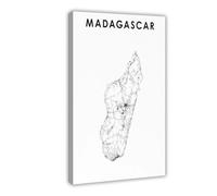 QOGDAF Póster de mapa de Madagascar para decoración de pared, pinturas para sala de estar, dormitorio, 50 x 75 cm