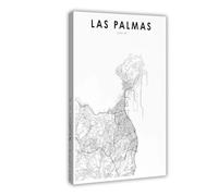 QOGDAF Póster en lienzo con mapa de Las Palmas de Gran Canaria, diseño de mapa de España, decoración de dormitorio, paisaje, oficina, habitación, regalo, 20 x 30 cm
