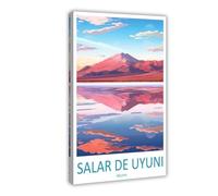 QOGDAF Salar De Uyuni - Póster de lona de viaje, decoración de dormitorio, paisaje, oficina, habitación, regalo, 40 x 60 cm