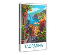 QOGDAF Taormina Travel Italy - Póster de lienzo para decoración de dormitorio, oficina, habitación, regalo, 30 x 45 cm
